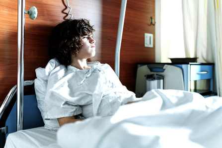 Teenager boy in hospital